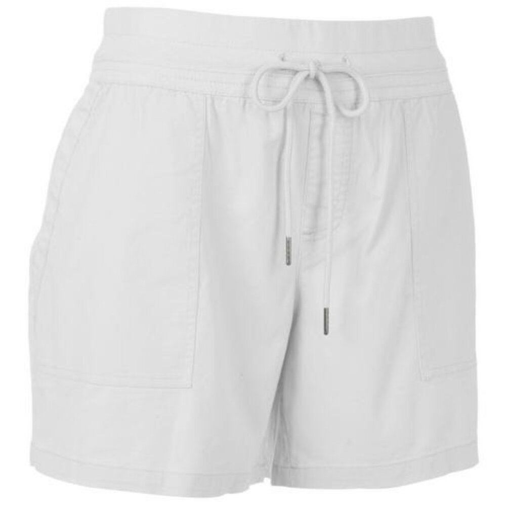 444 Savannah Rose Womens 5 in. Solid Pocket Shorts Size: 12 Color: WHITE NWT